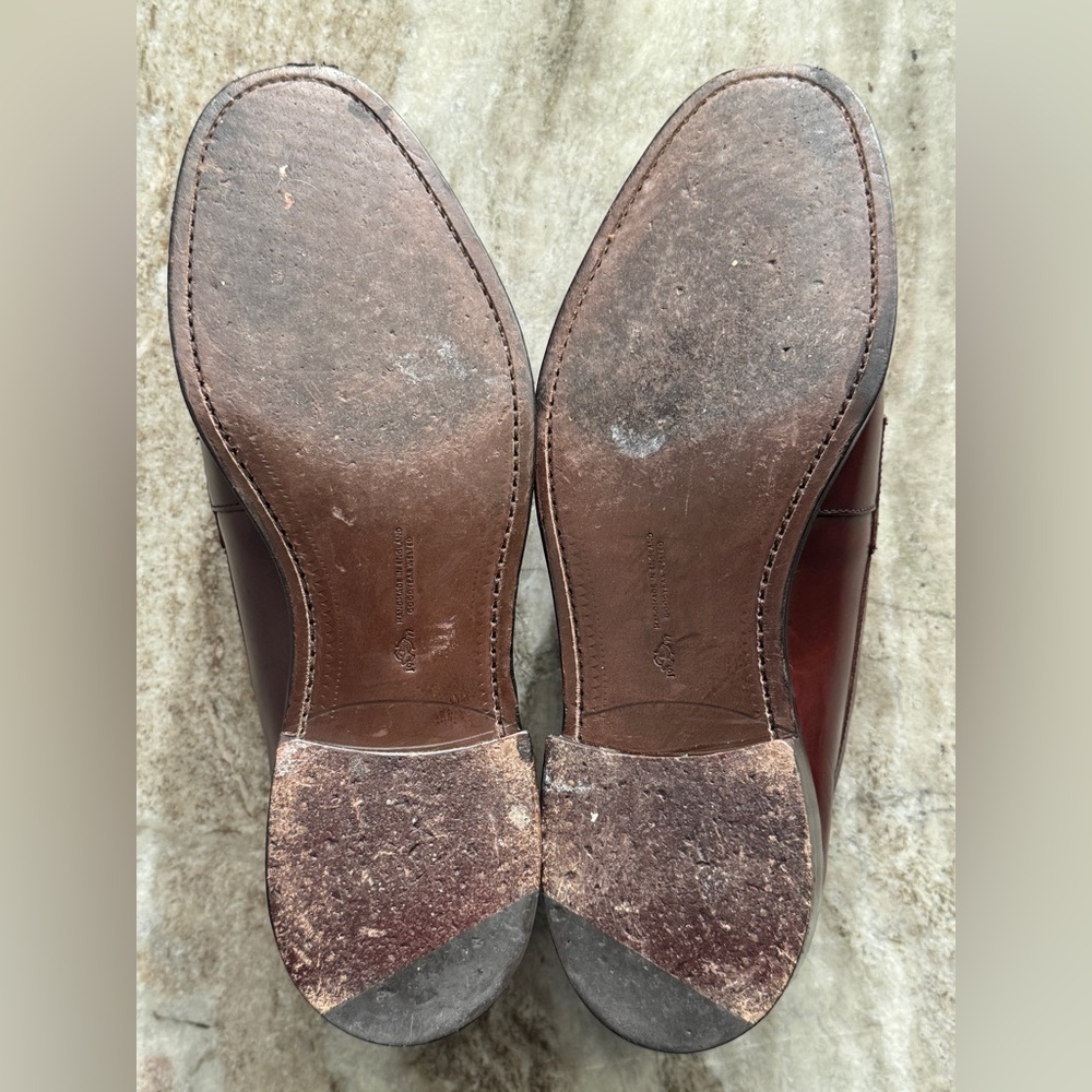 DRAKE’S BROWN LEATHER CHARLES GOODYEAR WELTED PENNY LOAFERS 11 / 10 UK $730 - Picture 9 of 12